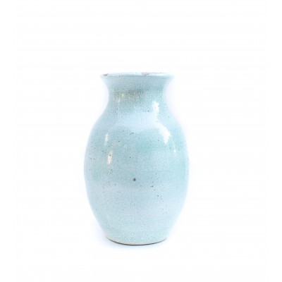 Duży ceramiczny wazon z szkliwieniem w odcieniach mięty i krakelurą